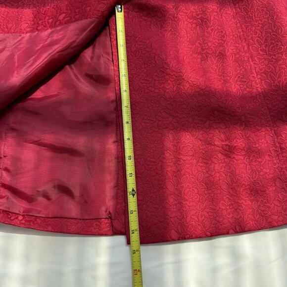 Chapter One Women’s Red Floral Damask Long Overcoat Size 10 - Picture 15 of 16